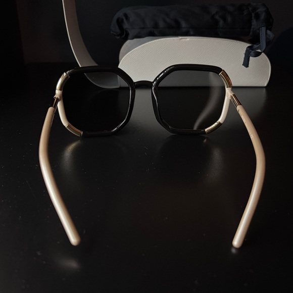 PRADA Black, Cream, Gold Sunglasses PR20SX 02F5S0 - Picture 3 of 12